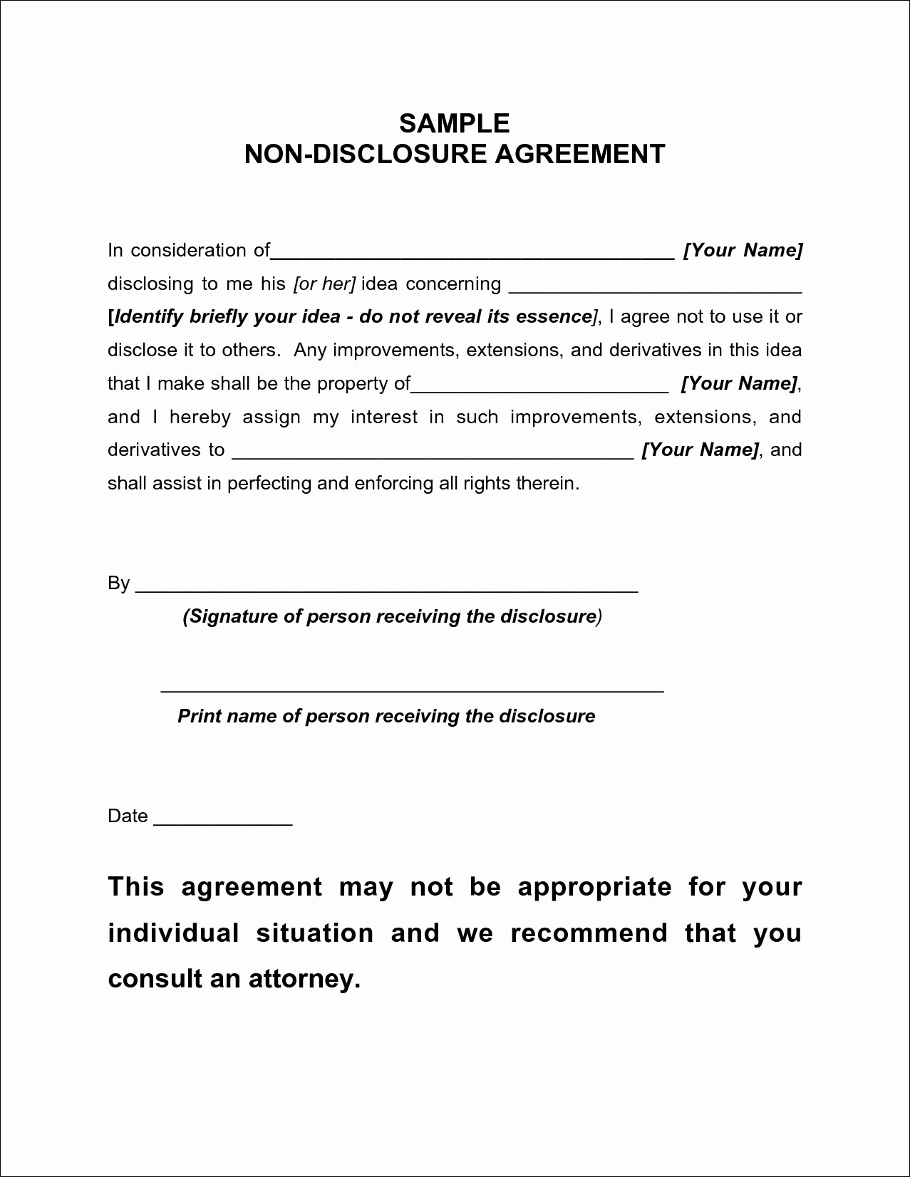 50 Elegant Simple Non Disclosure Agreement Template Documents Wine Document