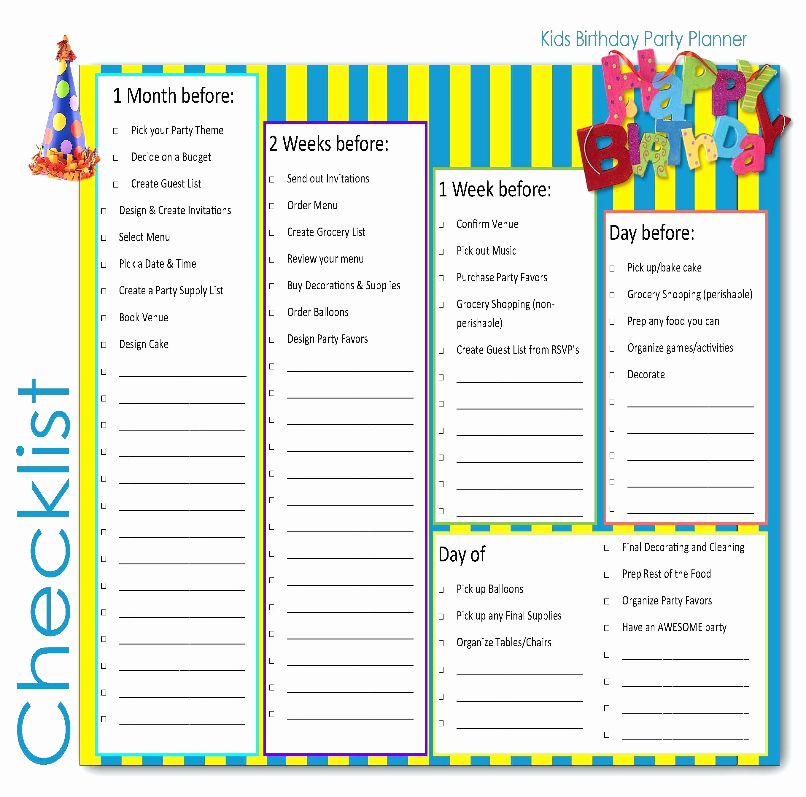 50 Lovely Birthday Party Checklist Template Excel DOCUMENTS IDEAS Document