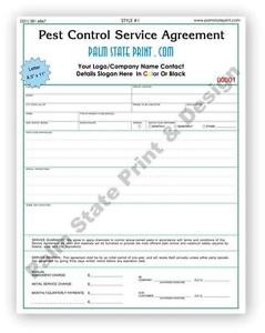 500 2 Part Pest Control Inspection Service Agreement Invoice Order Document