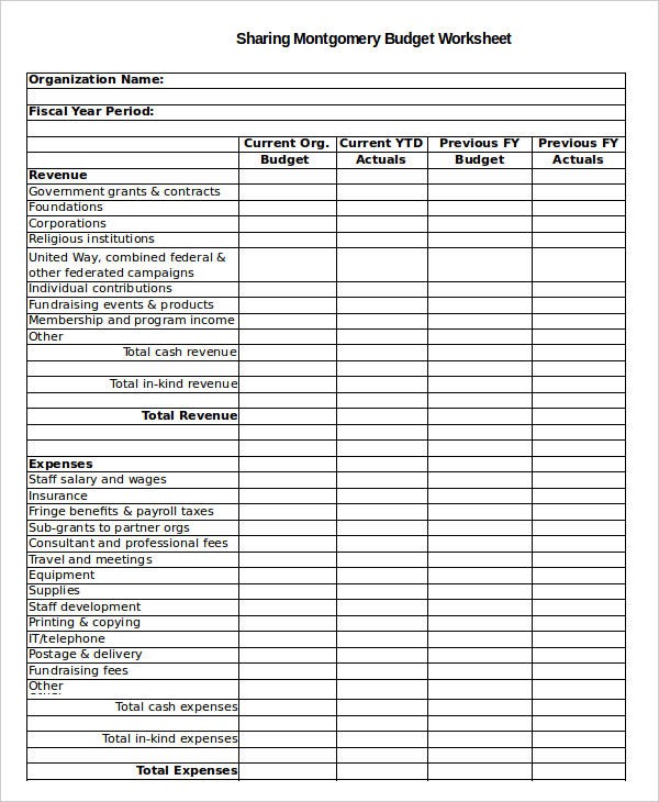 6 Non Profit Budget Template Free Sample Example Format Download Document