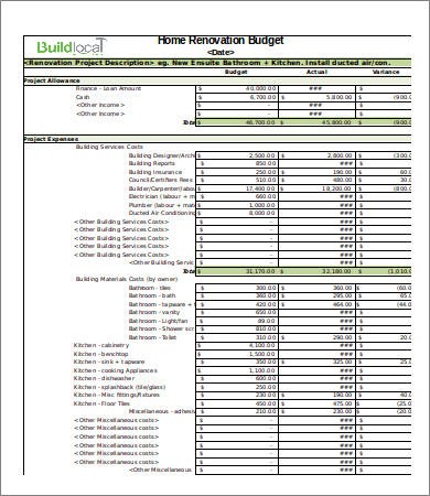 6 Sample Renovation Budget Templates PDF DOC Free Premium Document Spreadsheet