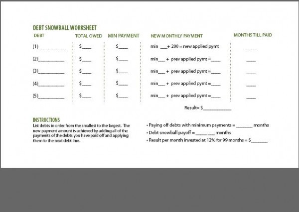 7 Free Printable Budget Worksheets Document Dave Ramsey Snowball Debt