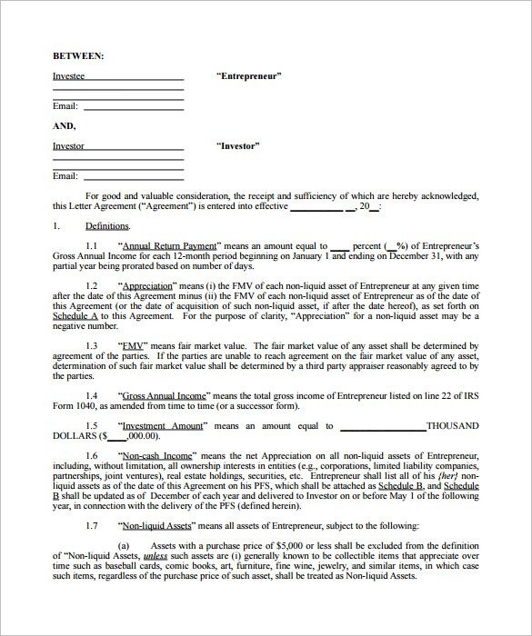7 Investment Contract Templates PDF DOC Free Premium Document Investor Agreement