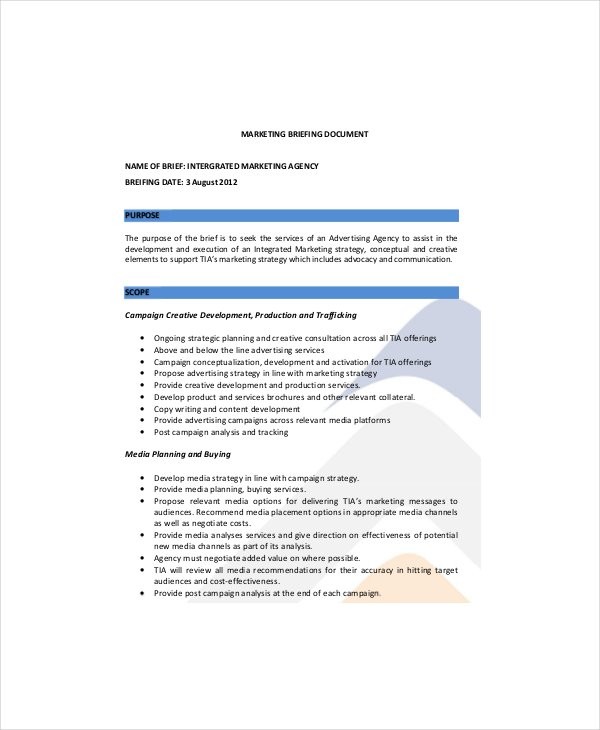 7 Marketing Brief S Free Sample Example Format Document Media