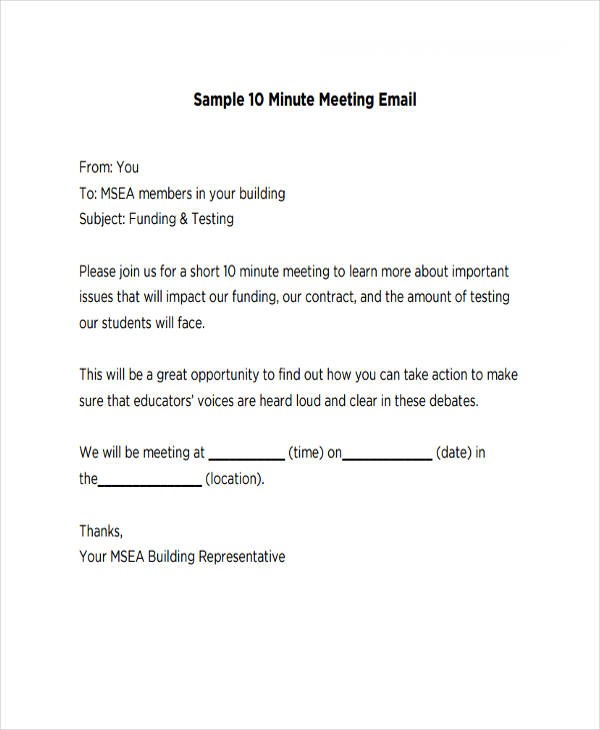 7 Meeting Email Examples PDF Document Template Schedule