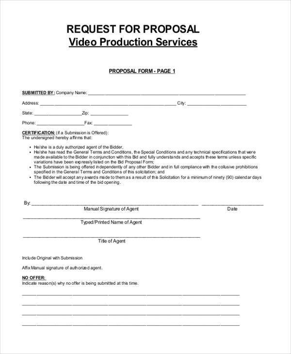 7 Video Proposal Form Samples Free Sample Example Format Download Document For
