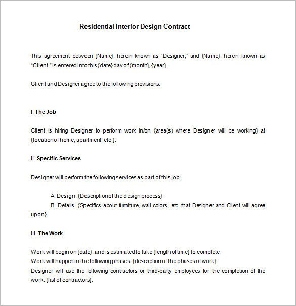 8 Interior Designer Contract Templates PDF DOC Free Premium Document Decorator Template