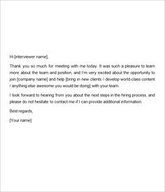 9 Best Interview Thank You Letter Images On Pinterest Document Creative Email After