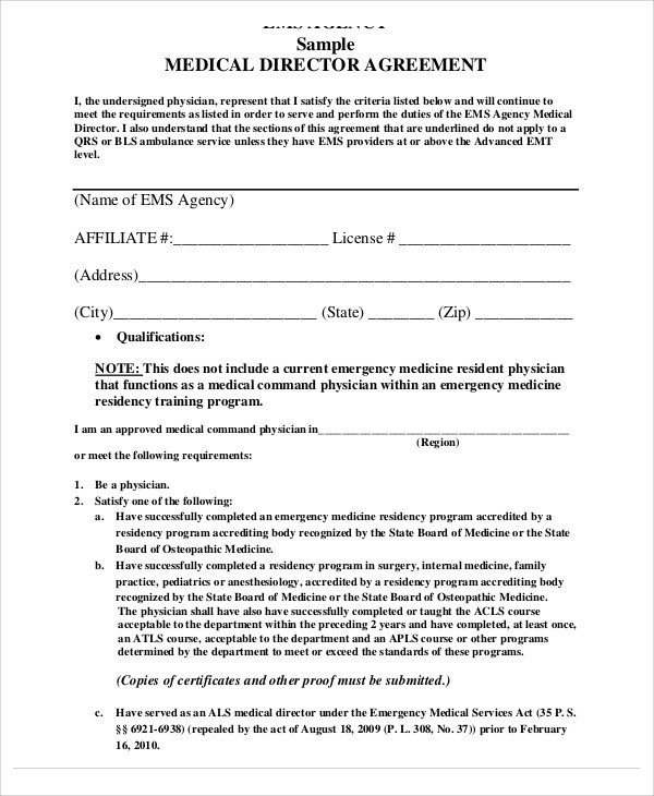 9 Director Agreement Templates Free Sample Example Format Document Medical Contract Template