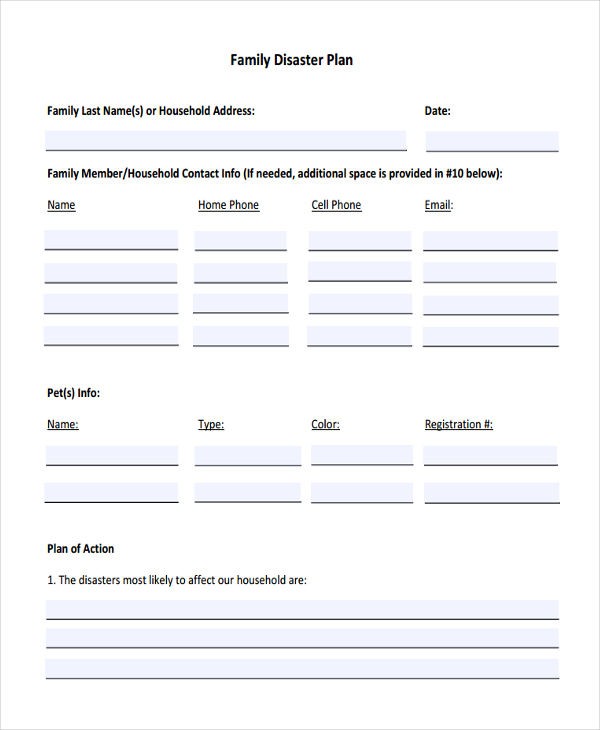 9 Disaster Plan S Free Sample Example Format Download Document