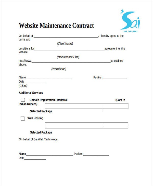 9 Maintenance Contract Templates Free Sample Example Format Document Website Template