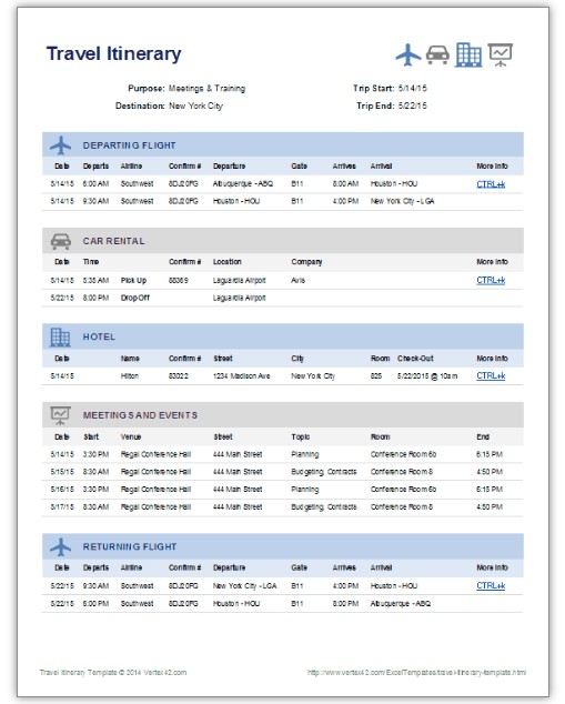 9 Useful Travel Itinerary Templates That Are 100 FREE Document Spreadsheet Excel
