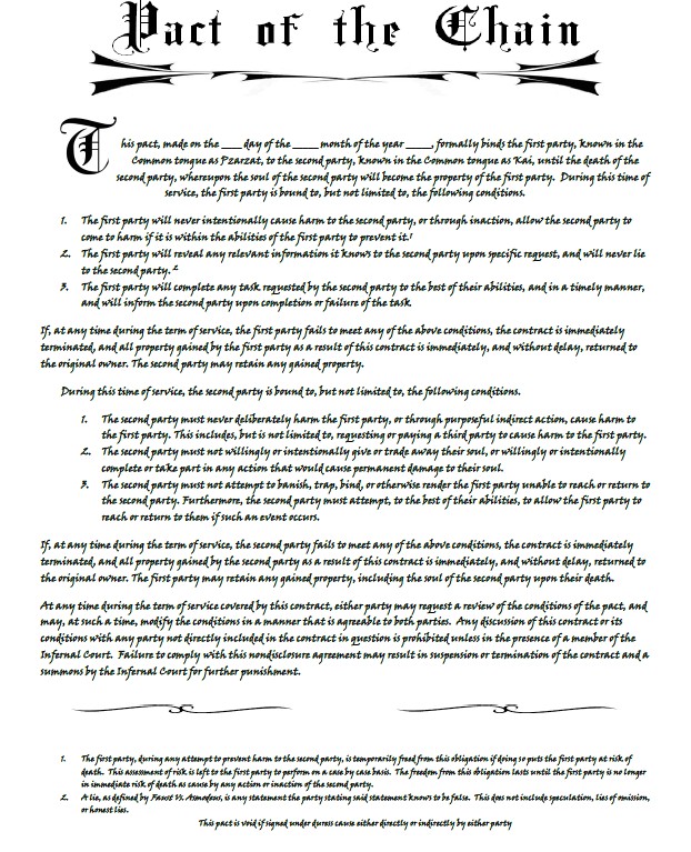 A Contract Between Devil And PC That I Wrote Up For My Game DnD Document Soul Selling