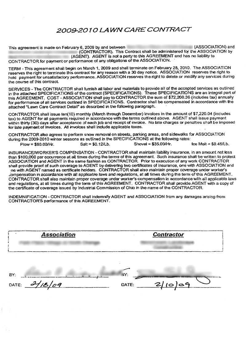 A Look At 72 200 Commercial Lawn Care Contract Document Mowing