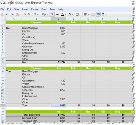 A Simple Spreadsheet For Tracking Shared Expenses Neat Stuff