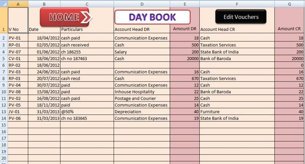 ABCAUS Excel Accounting Template Download Document Double Entry