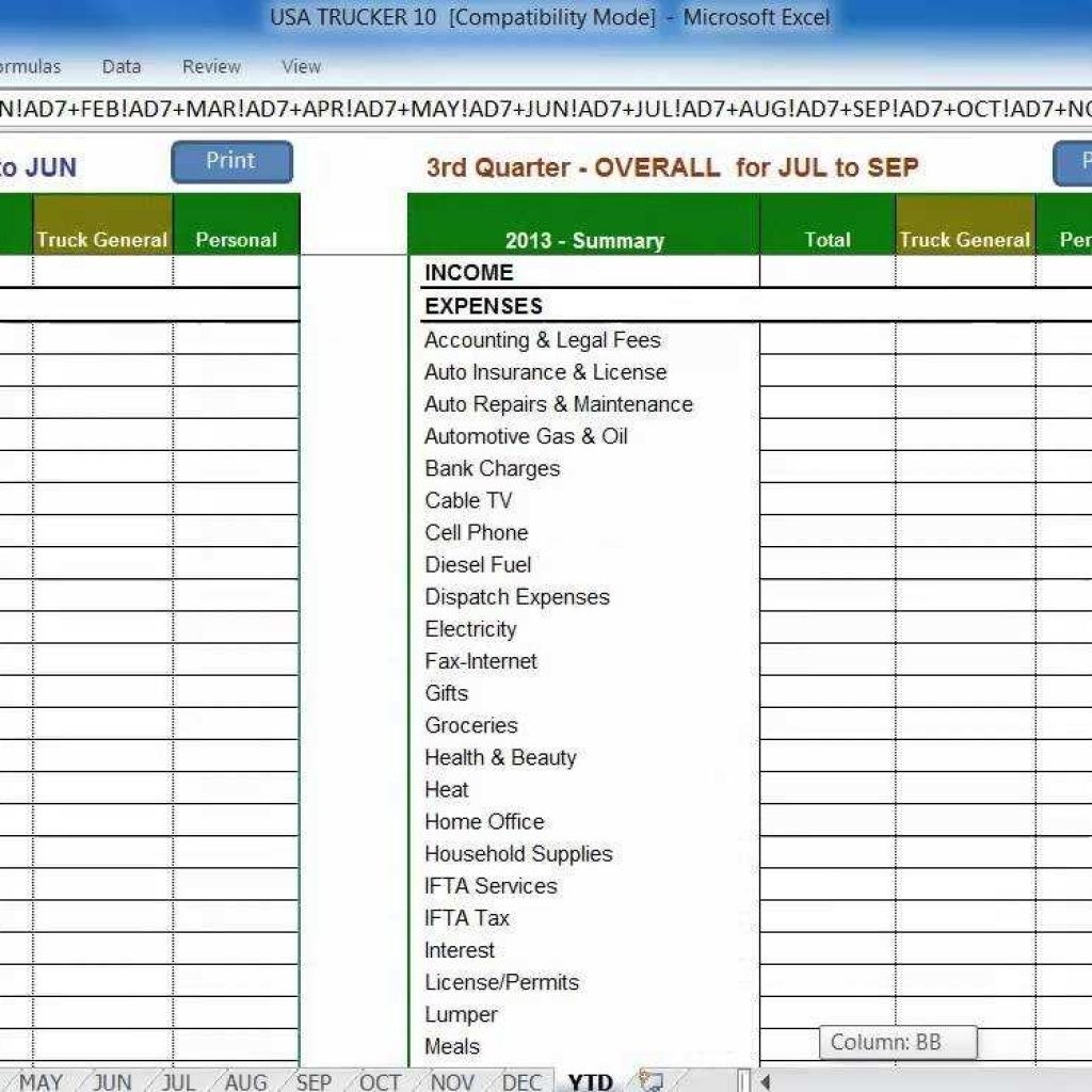 Accounting Software For Usa Truckers Up To 10 Trucks Youtube Document Trucking Spreadsheet