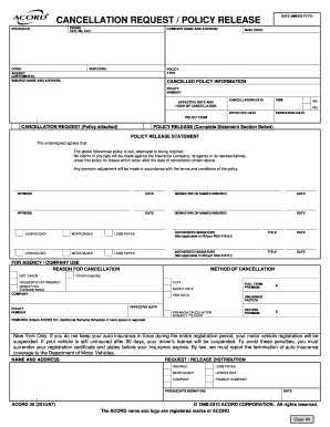 Acord Cancellation Request Form Fill Online Printable Fillable Document Insurance