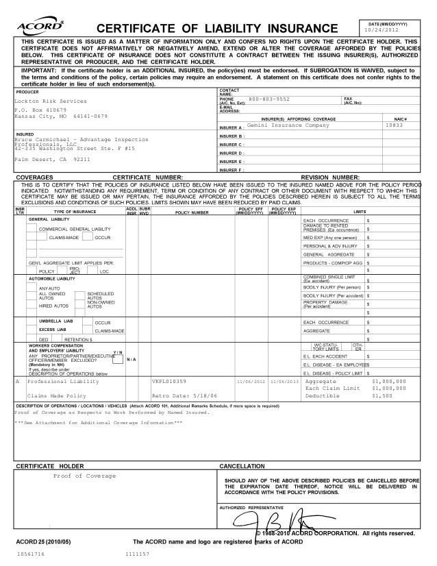 Acord Insurance Form Sivan Crewpulse Co Document Certificate Of Template