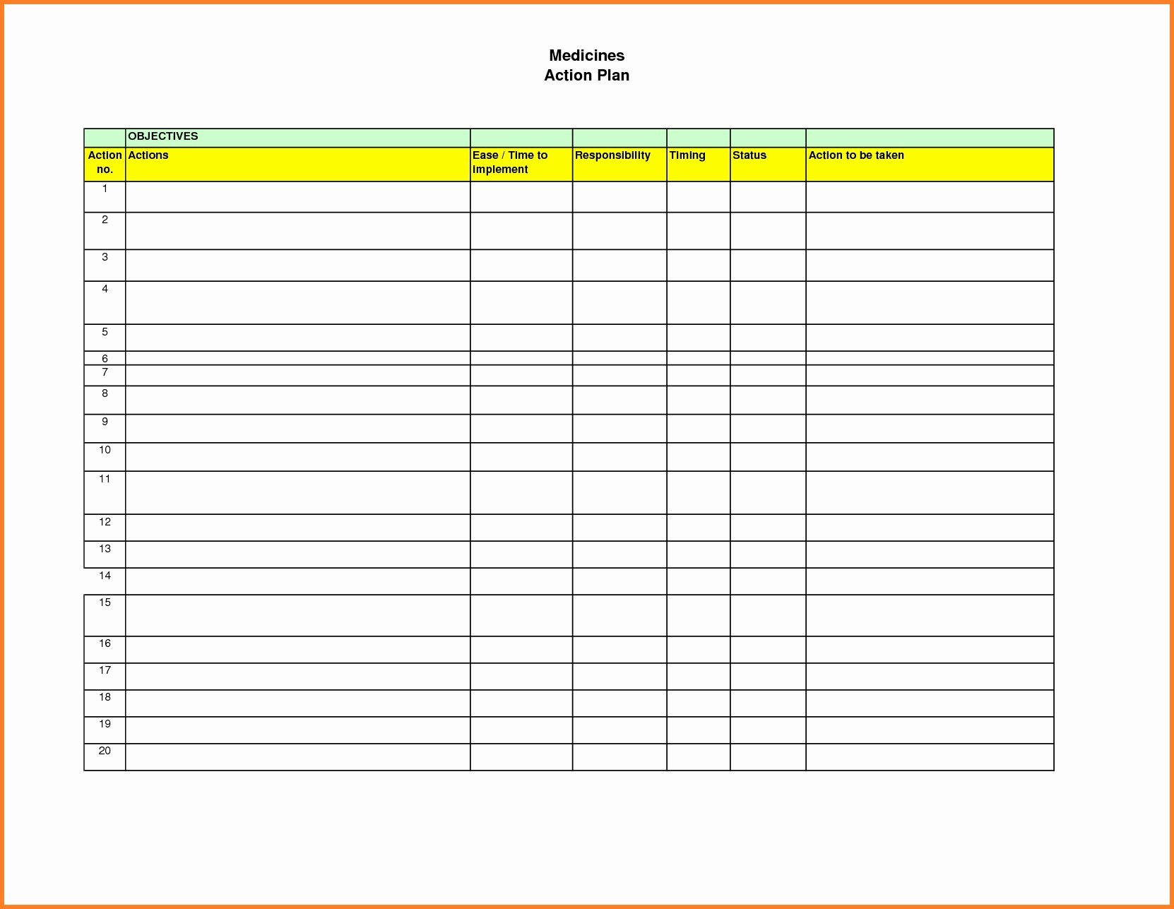 Action Plan Template Excel Contingency Beautiful
