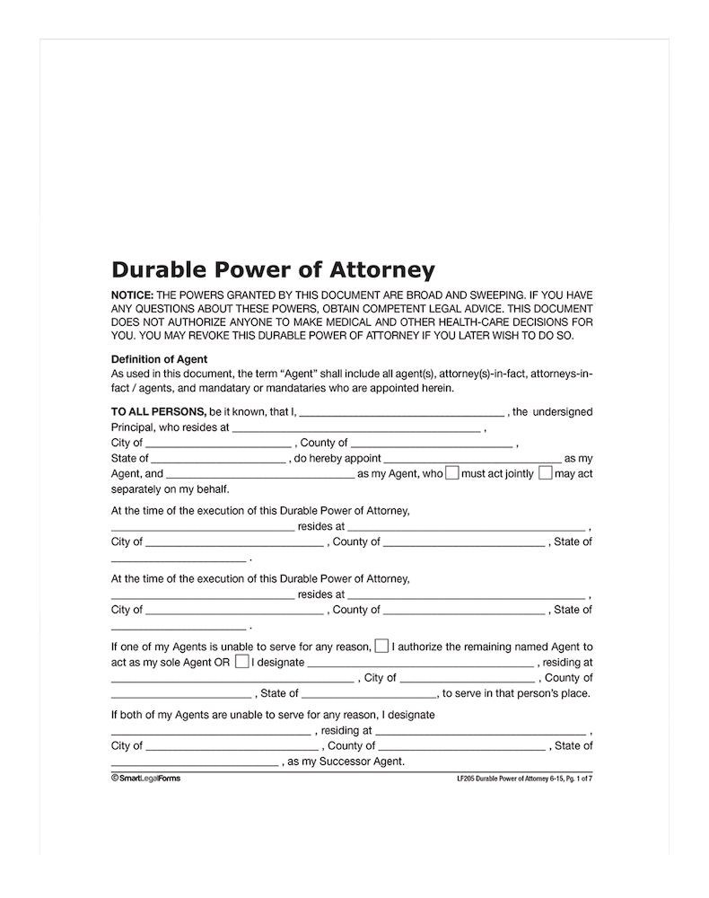 Adams Durable Power Of Attorney Forms And Instructions Document Template