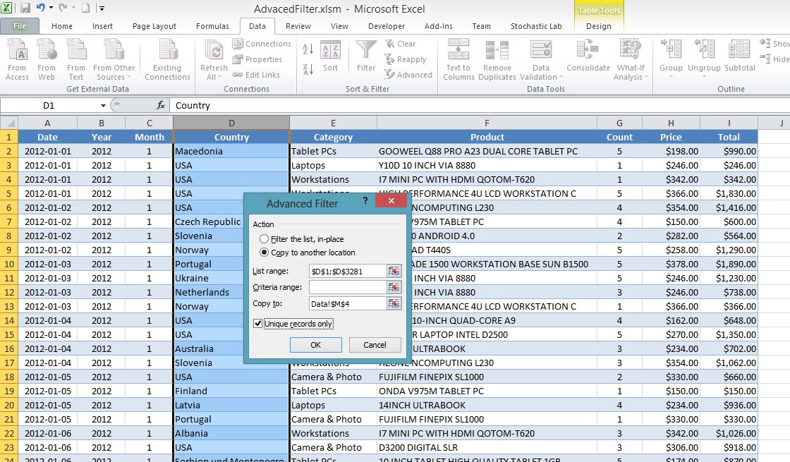 Advanced Filter Excel Template VBA Templates Document Spreadsheet