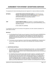 Advertising Agency Agreement Template Sample Form Biztree Com Document