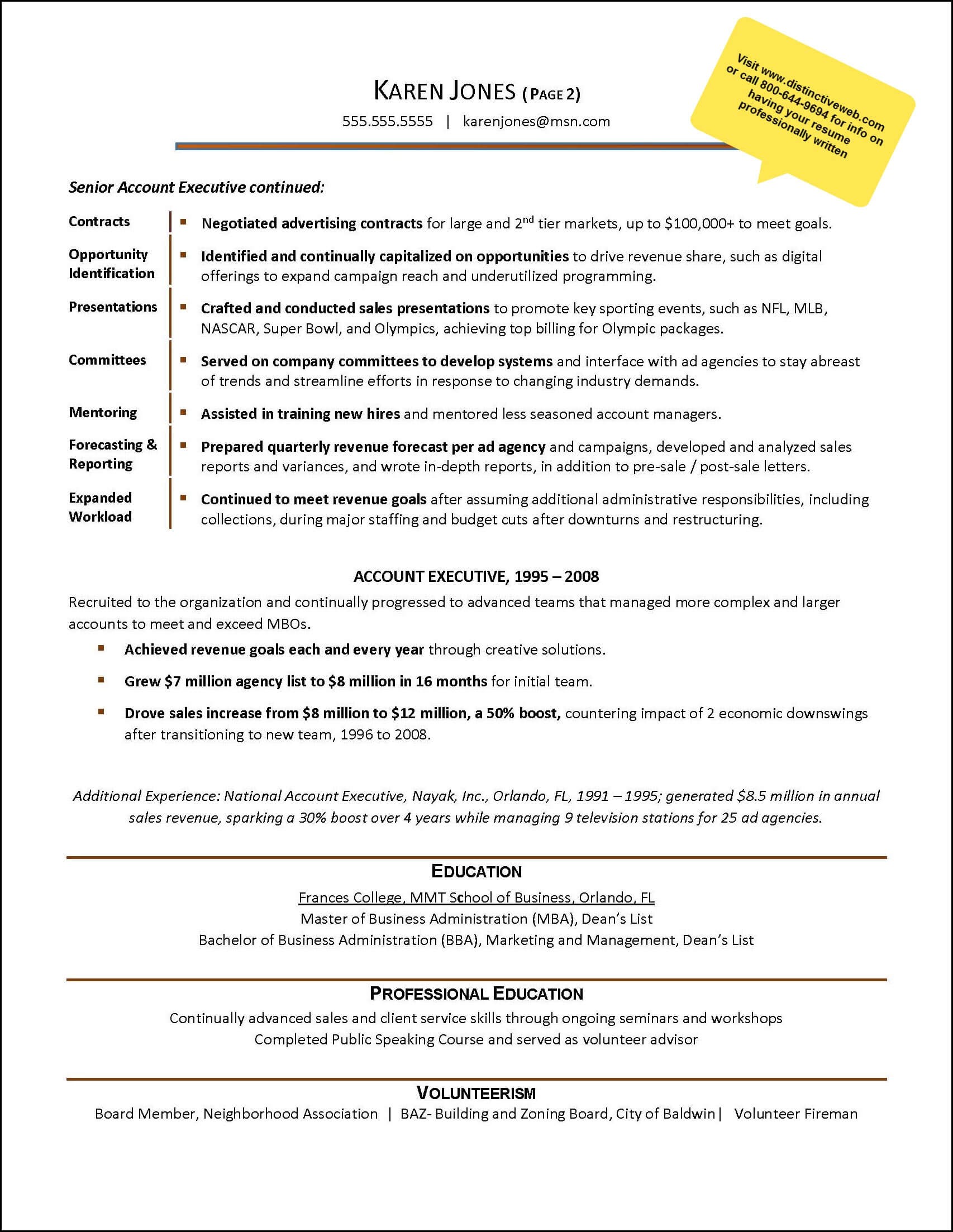 Advertising Agency Example Resume Document