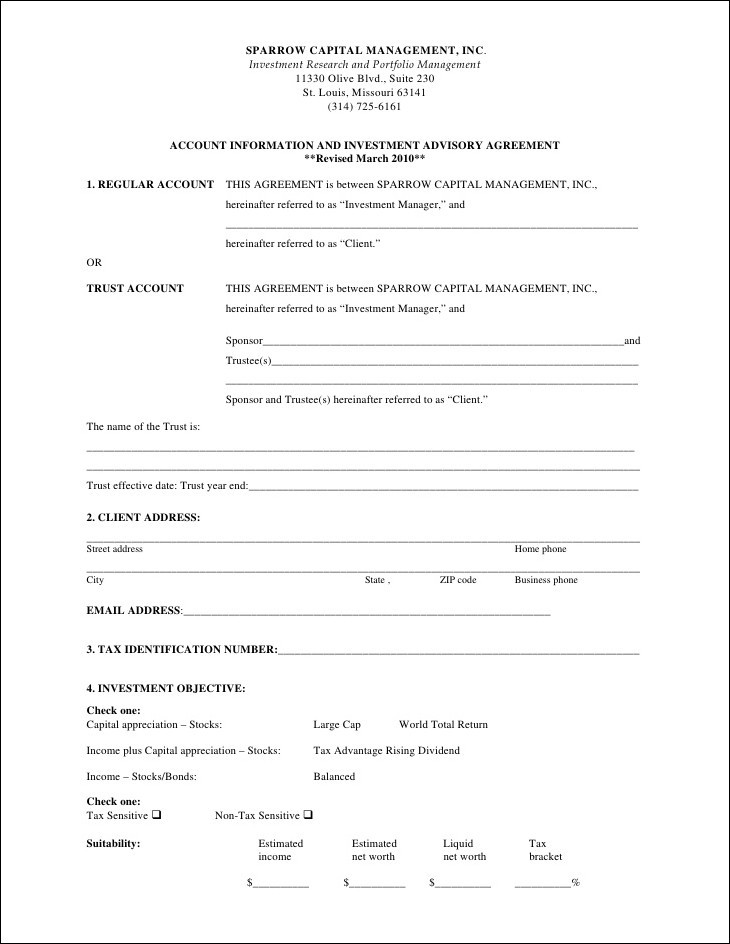 Advisory Agreement Template Legal Document
