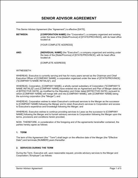Advisory Board Agreement Template Example Document