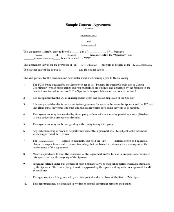 Agreement Contract Sample Lovely Agreements Between Two Document