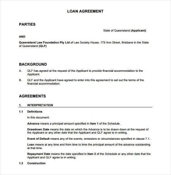 Agreement Template Between Two Parties Sample Loan Document
