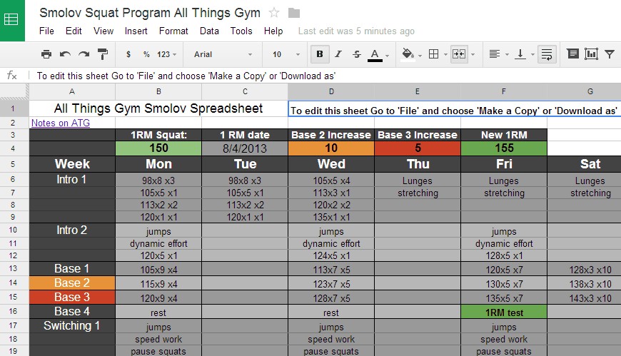 All Things Gym Document Gslp Spreadsheet