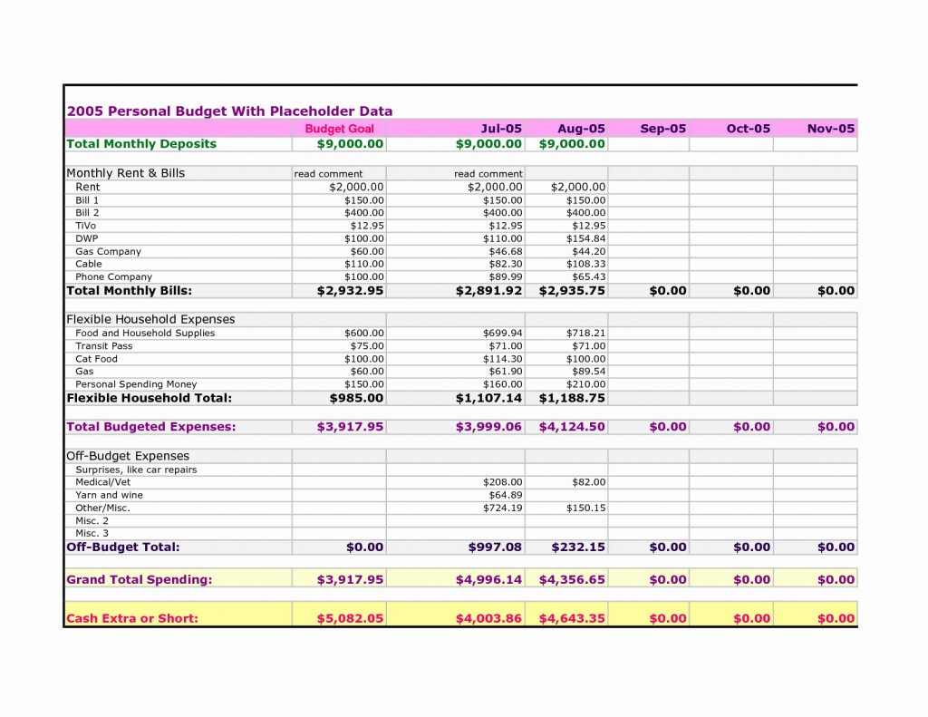 Allocated Spending Plan Excel Template Austinroofing Us Document Dave