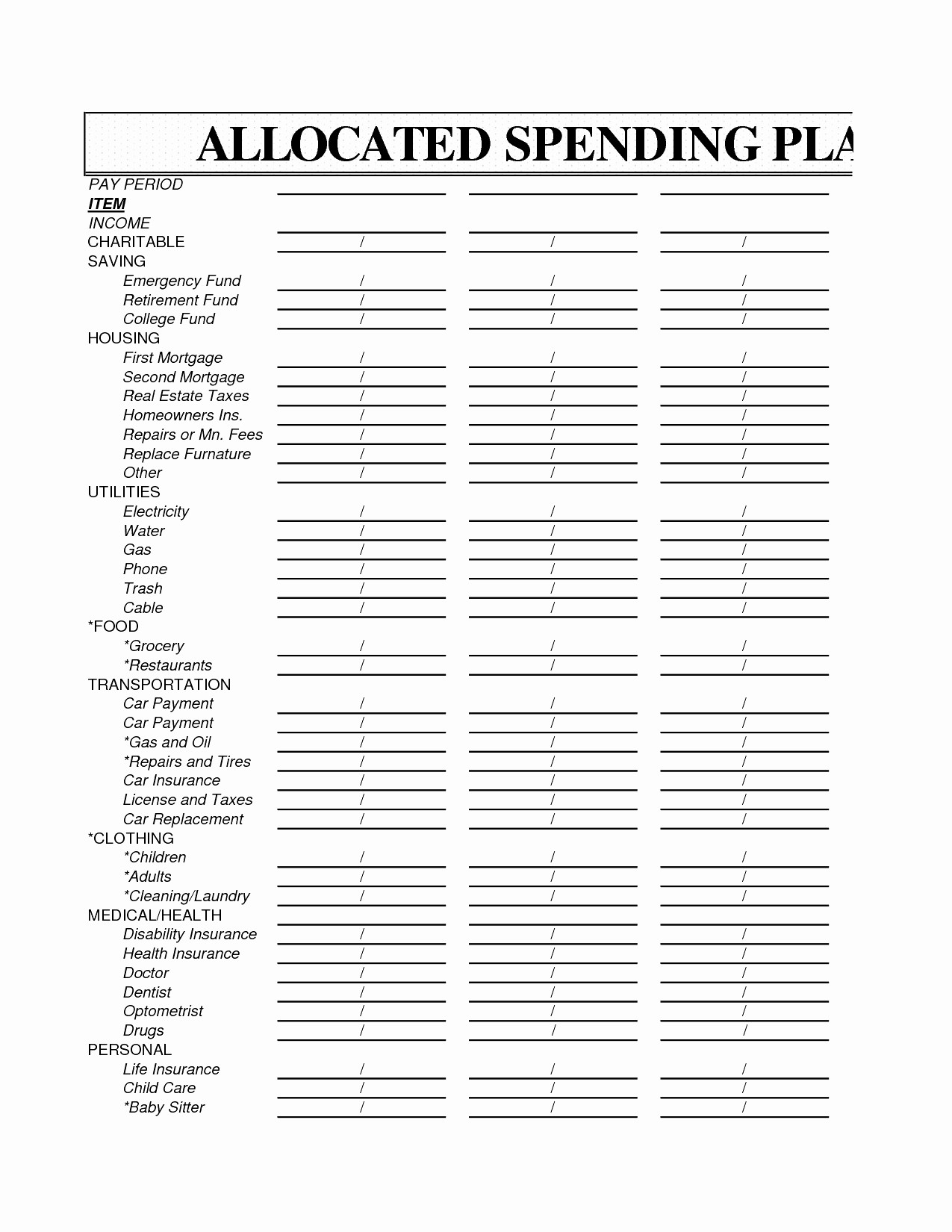 Allocated Spending Plan Form Awesome Dave Ramsey