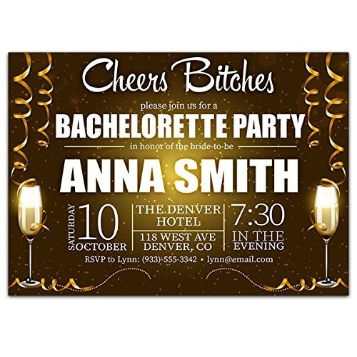 Amazon Com Cheers Bitches Bachelorette Party Invitations Handmade Document Email