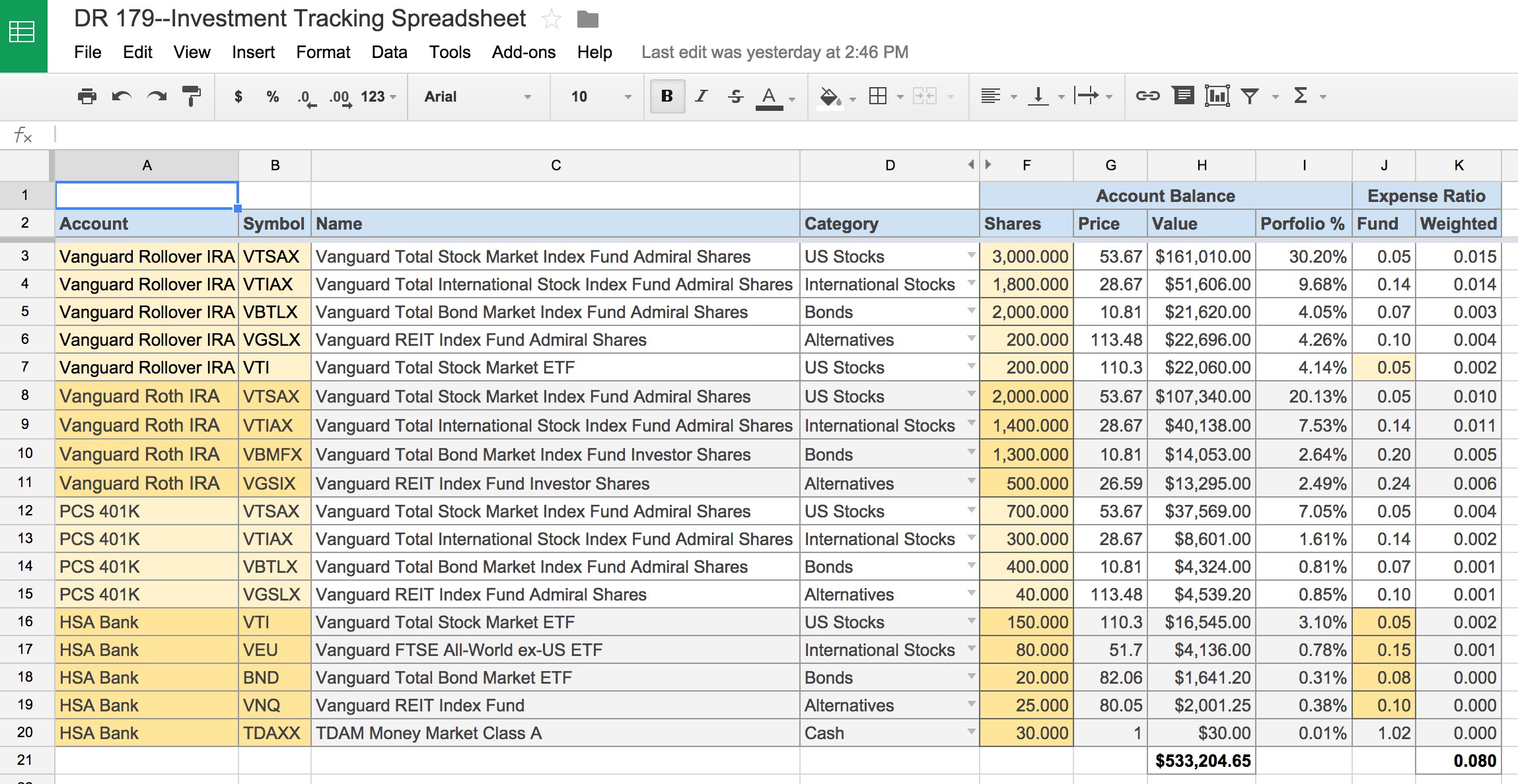 An Awesome And Free Investment Tracking Spreadsheet Document