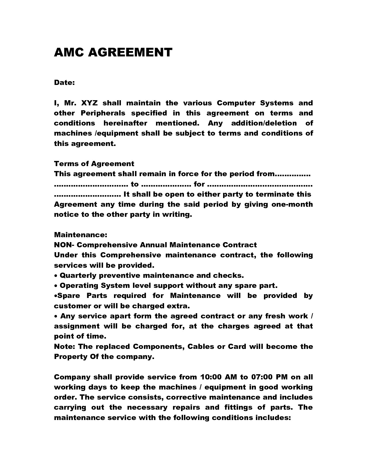 ANNUAL MAINTENANCE CONTRACT DOC By Anks13 Maintenance Contracts Document Computer Service Contract