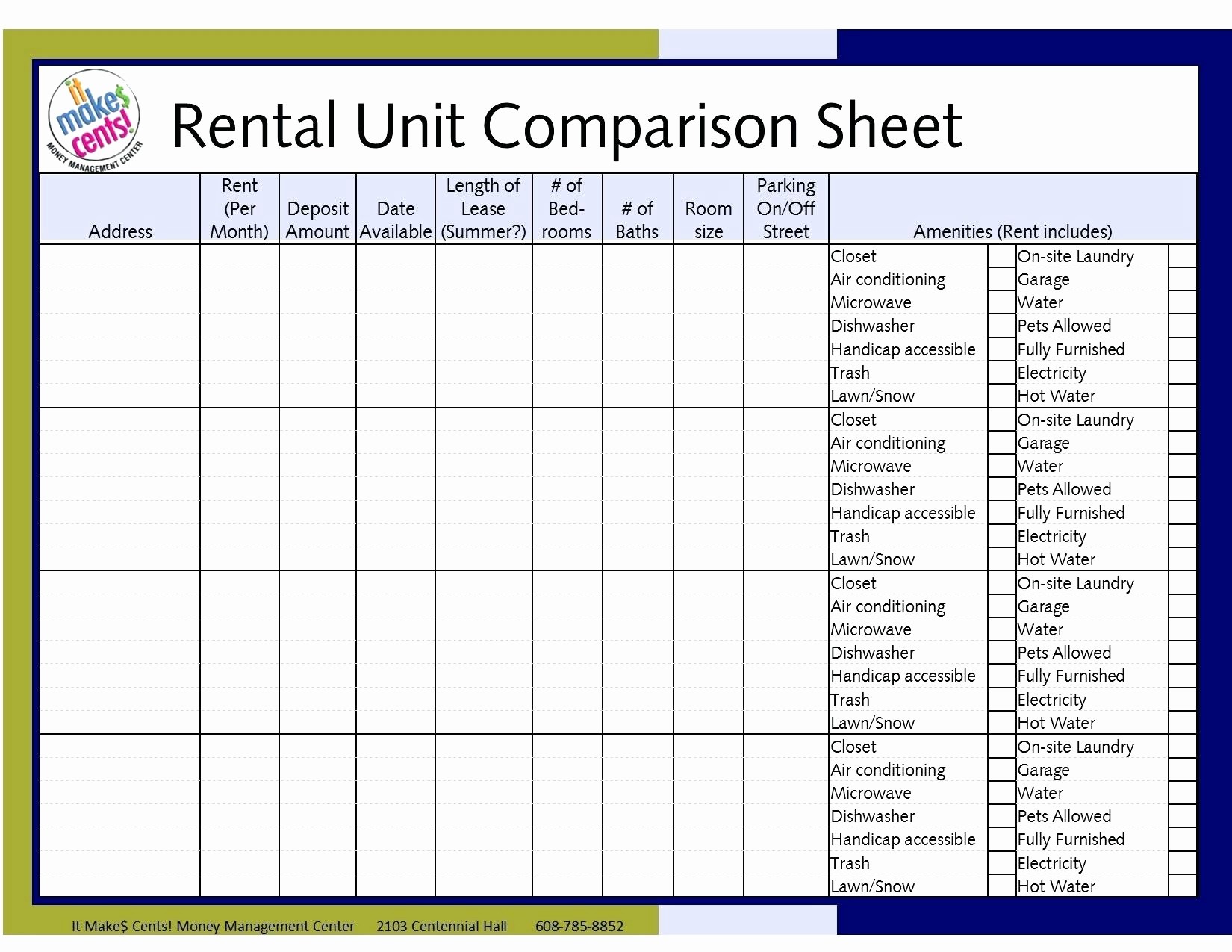 Apartment Comparison Spreadsheet Template Inspirational Document