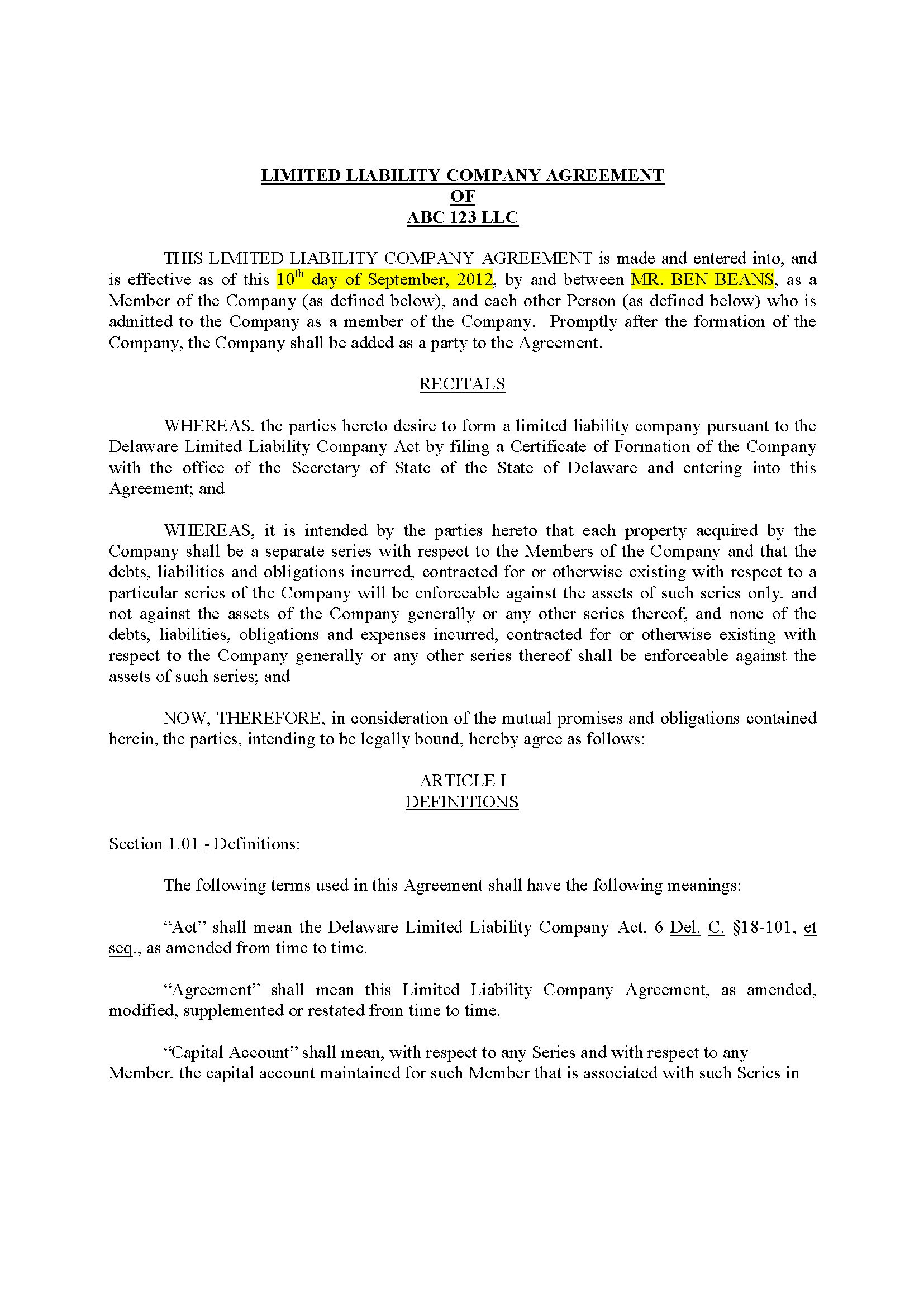 Arizona LLC Operating Agreement 35 Pg Private Placement Memorandum Document Llc Template