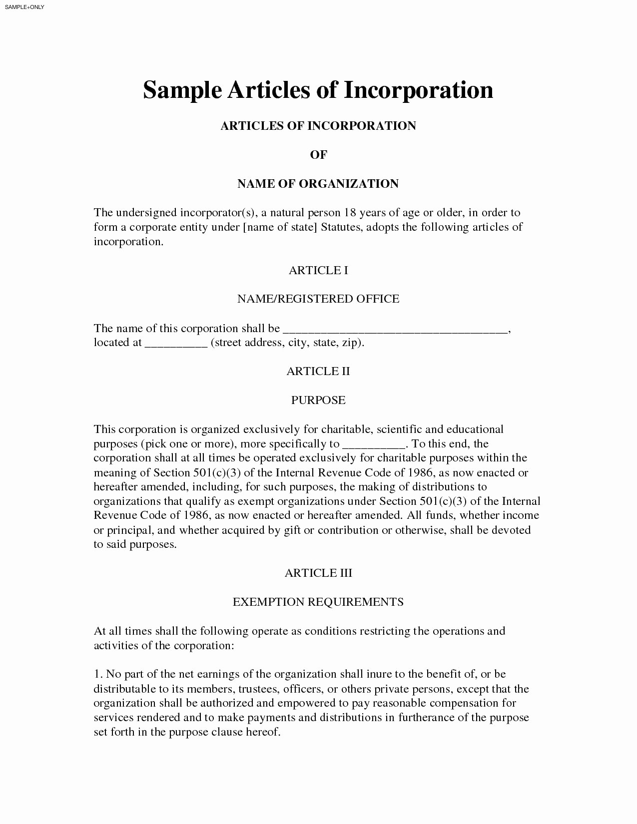 Articles Ofration Maryland Template Beautiful Form Forming Document Of Incorporation