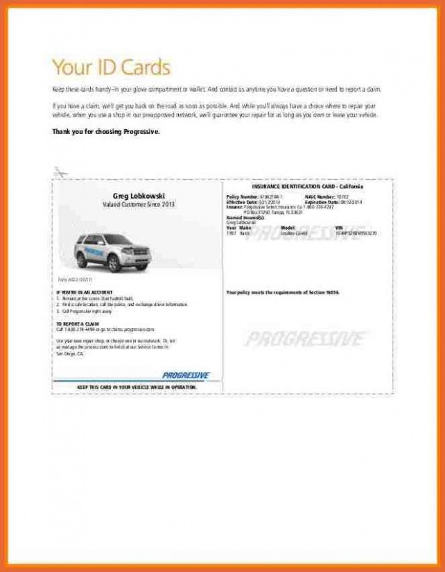 Auto Insurance Card Template Free Download Document Car Sample