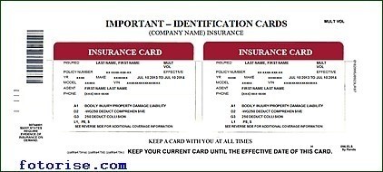 Auto Insurance Card Template Solutionet Org Document Free
