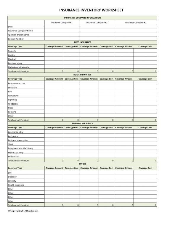 Auto Insurance Comparison Excel Spreadsheet Health