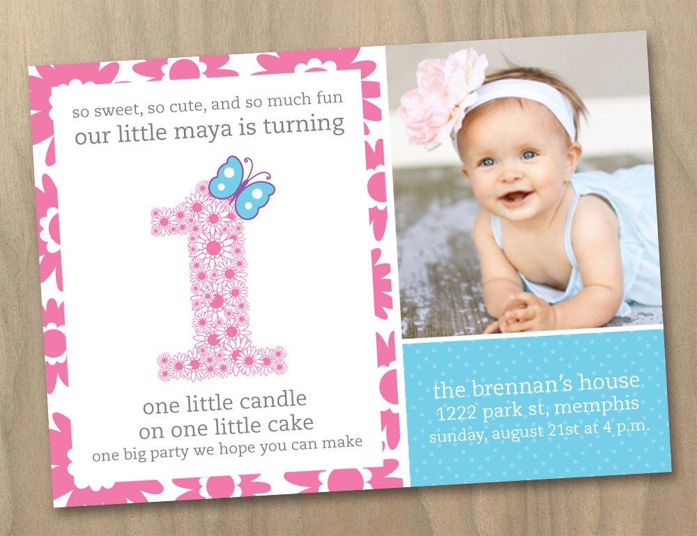 Baby Girl First 1st Birthday Photo Invitation By DesignAndLife Document Little Invitations