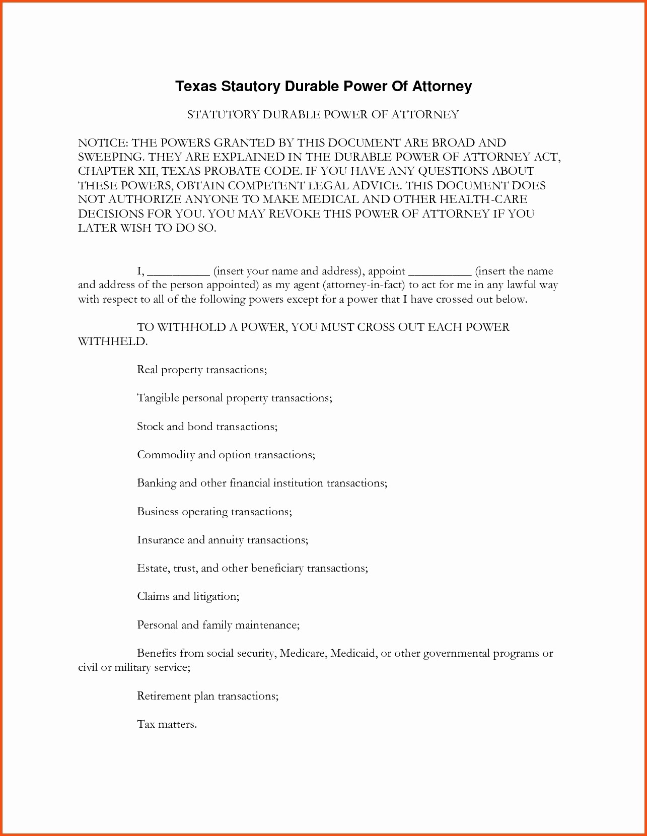 Bank Of America Durable Power Attorney Form Awesome Notice Document