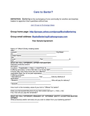 Barter Agreement Template Fill Online Printable Fillable Blank Document Example
