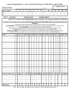 Baseball Softball Score And Stats Sheet Coaches Document Golf