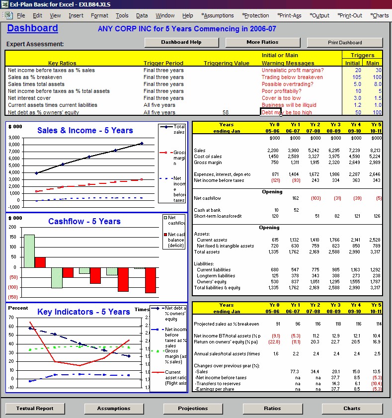 Basic Business Plan Software Template Financial Projections Cash