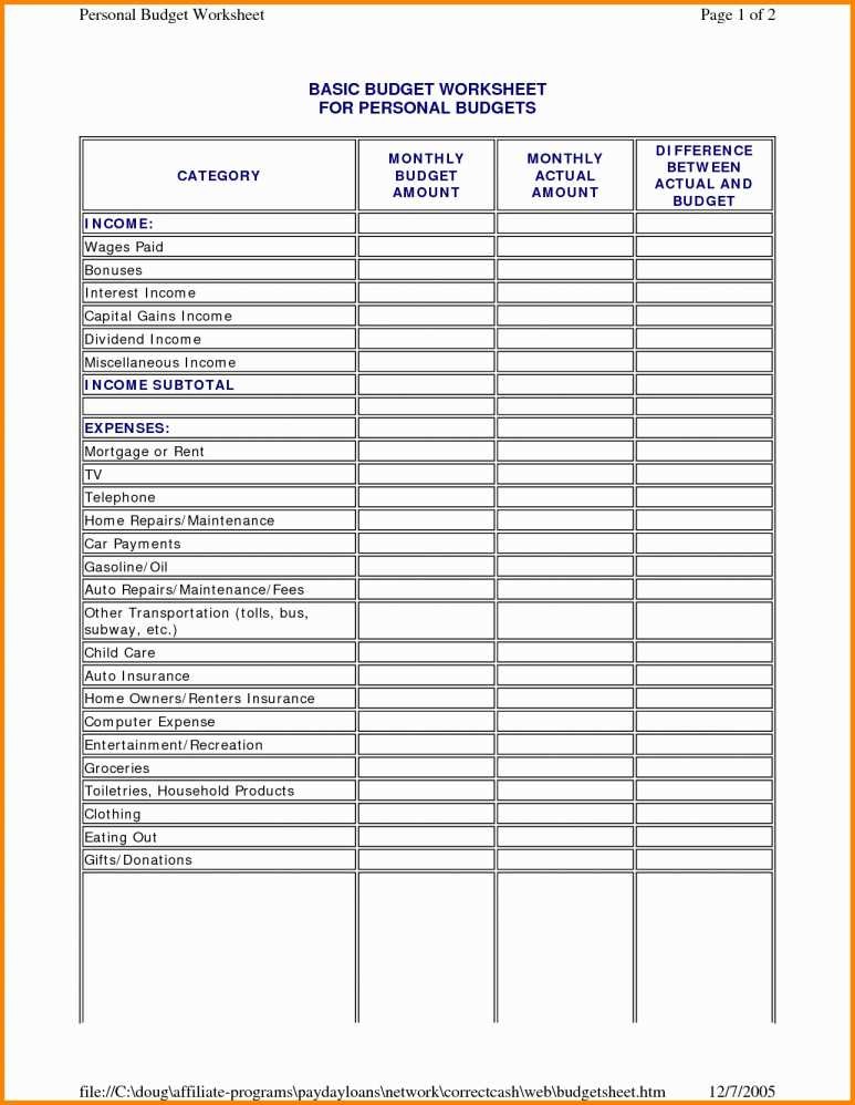 Basic Income And Expenses Spreadsheet Personal Daily Expense Sheet Document Salon